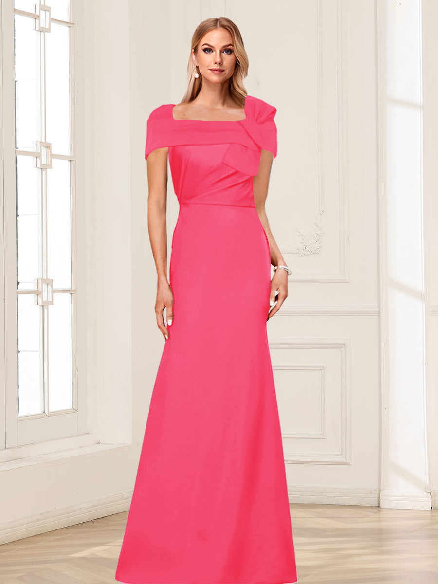 Trumpet/Mermaid Square Neck Short Sleeves Mother of the Bride Dresses with Ruched