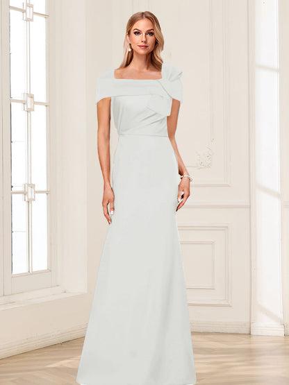 Trumpet/Mermaid Square Neck Short Sleeves Mother of the Bride Dresses with Ruched