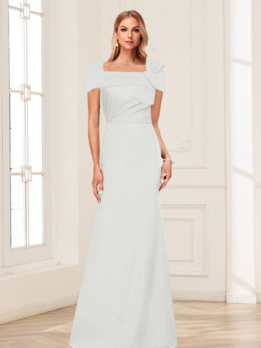 Trumpet/Mermaid Square Neck Short Sleeves Mother of the Bride Dresses with Ruched