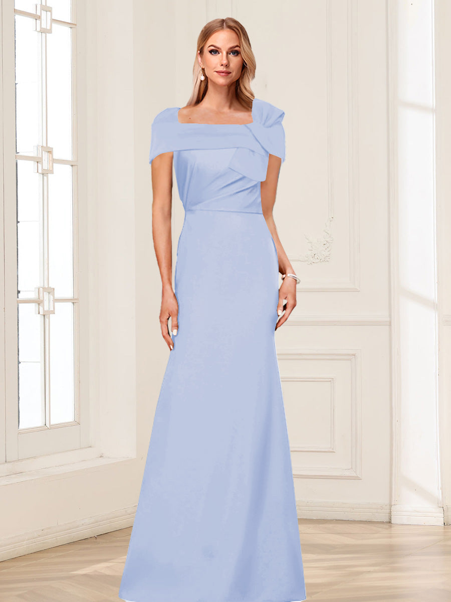 Trumpet/Mermaid Square Neck Short Sleeves Mother of the Bride Dresses with Ruched