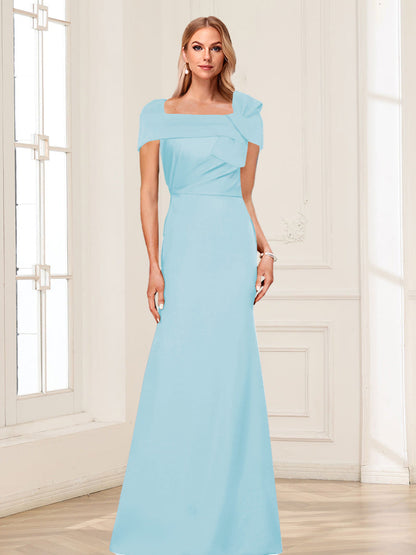 Trumpet/Mermaid Square Neck Short Sleeves Mother of the Bride Dresses with Ruched