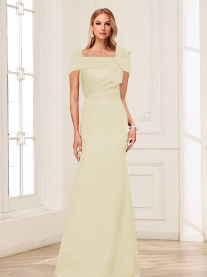 Trumpet/Mermaid Square Neck Short Sleeves Mother of the Bride Dresses with Ruched