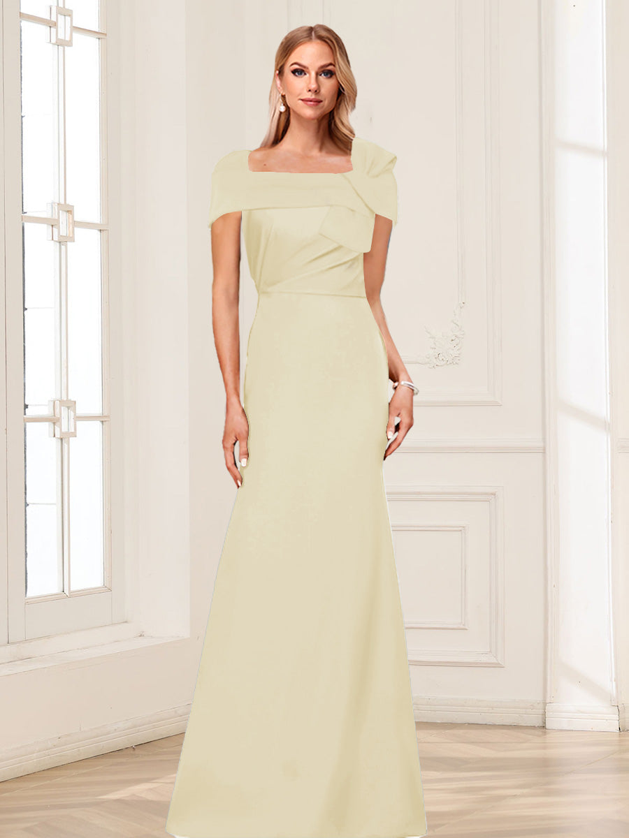 Trumpet/Mermaid Square Neck Short Sleeves Mother of the Bride Dresses with Ruched