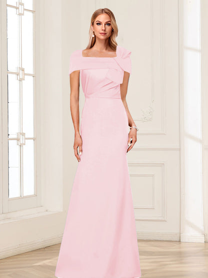 Trumpet/Mermaid Square Neck Short Sleeves Mother of the Bride Dresses with Ruched