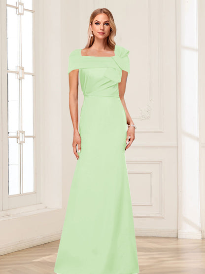 Trumpet/Mermaid Square Neck Short Sleeves Mother of the Bride Dresses with Ruched