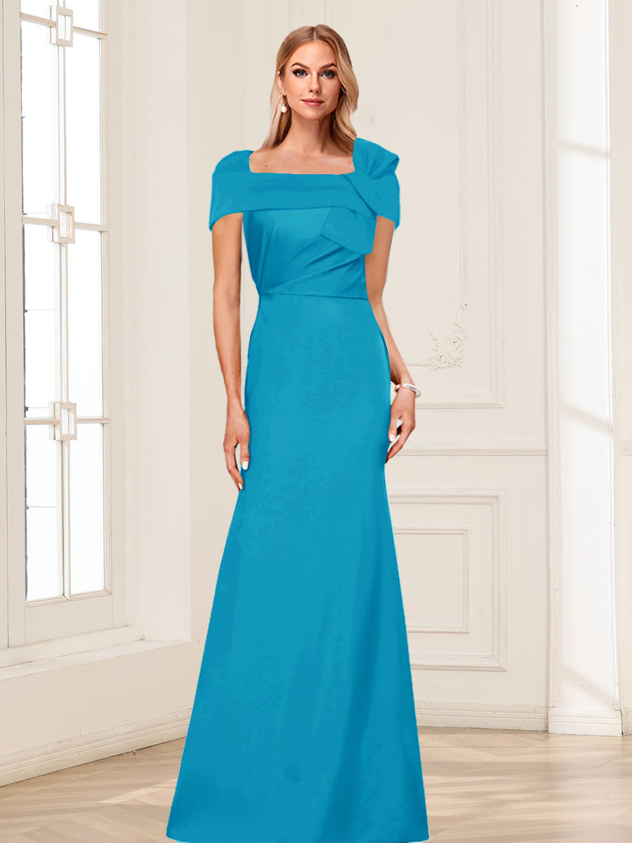 Trumpet/Mermaid Square Neck Short Sleeves Mother of the Bride Dresses with Ruched