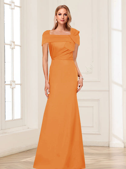 Trumpet/Mermaid Square Neck Short Sleeves Mother of the Bride Dresses with Ruched