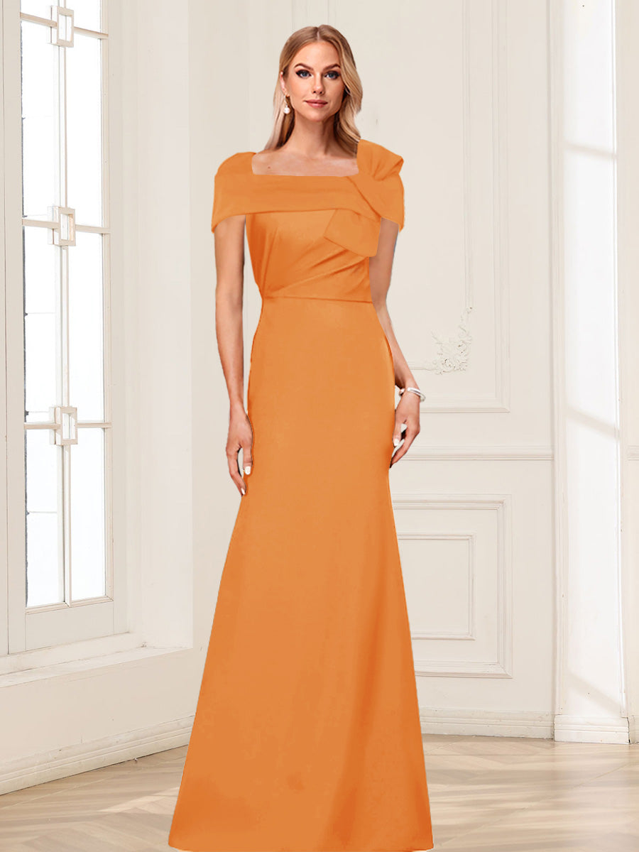 Trumpet/Mermaid Square Neck Short Sleeves Mother of the Bride Dresses with Ruched