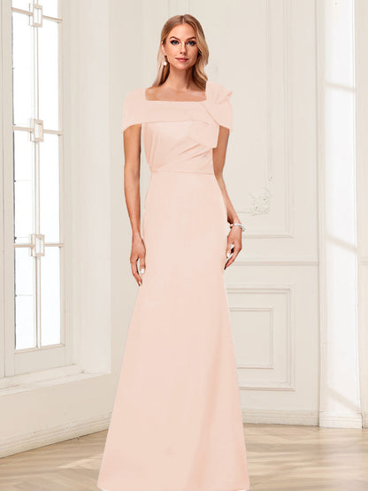 Trumpet/Mermaid Square Neck Short Sleeves Mother of the Bride Dresses with Ruched