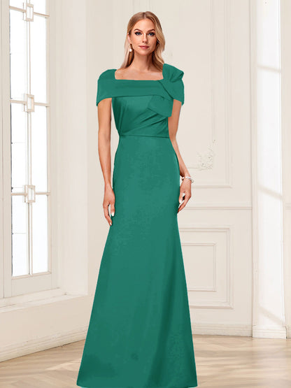 Trumpet/Mermaid Square Neck Short Sleeves Mother of the Bride Dresses with Ruched