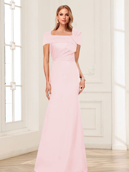 Trumpet/Mermaid Square Neck Short Sleeves Mother of the Bride Dresses with Ruched