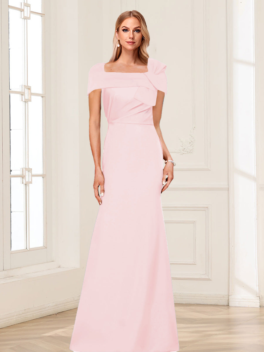 Trumpet/Mermaid Square Neck Short Sleeves Mother of the Bride Dresses with Ruched