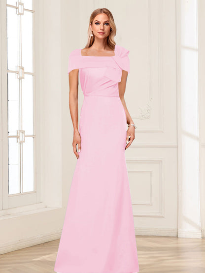 Trumpet/Mermaid Square Neck Short Sleeves Mother of the Bride Dresses with Ruched