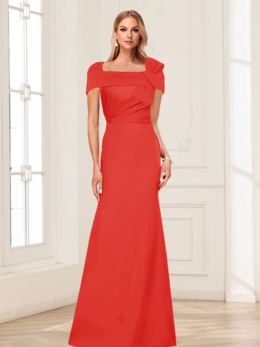 Trumpet/Mermaid Square Neck Short Sleeves Mother of the Bride Dresses with Ruched