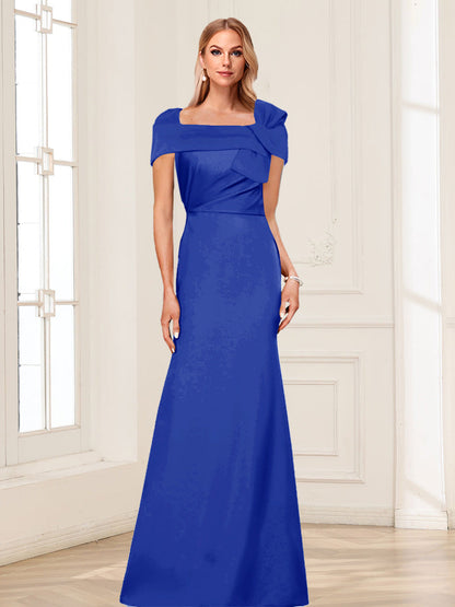 Trumpet/Mermaid Square Neck Short Sleeves Mother of the Bride Dresses with Ruched