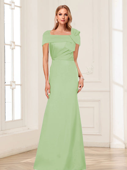 Trumpet/Mermaid Square Neck Short Sleeves Mother of the Bride Dresses with Ruched