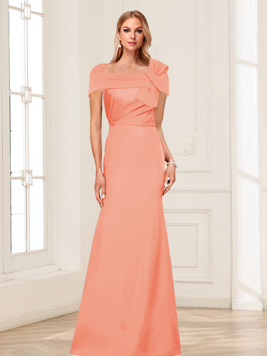 Trumpet/Mermaid Square Neck Short Sleeves Mother of the Bride Dresses with Ruched