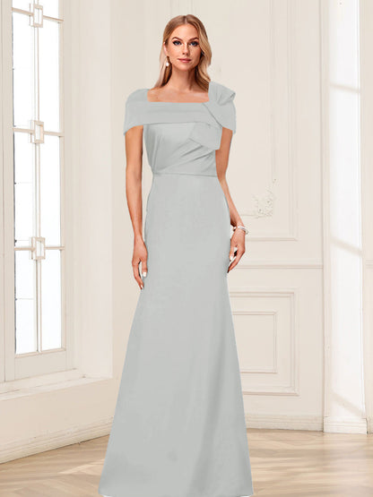 Trumpet/Mermaid Square Neck Short Sleeves Mother of the Bride Dresses with Ruched