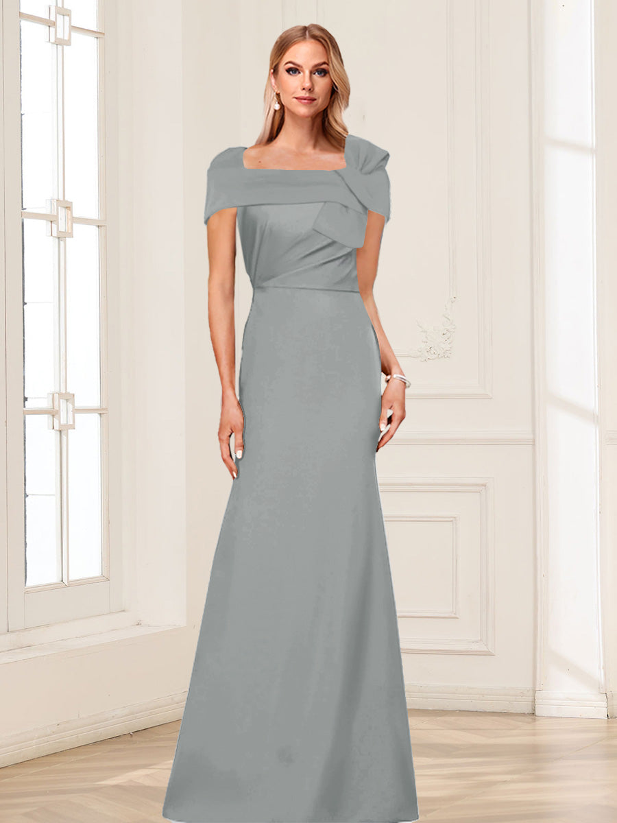 Trumpet/Mermaid Square Neck Short Sleeves Mother of the Bride Dresses with Ruched