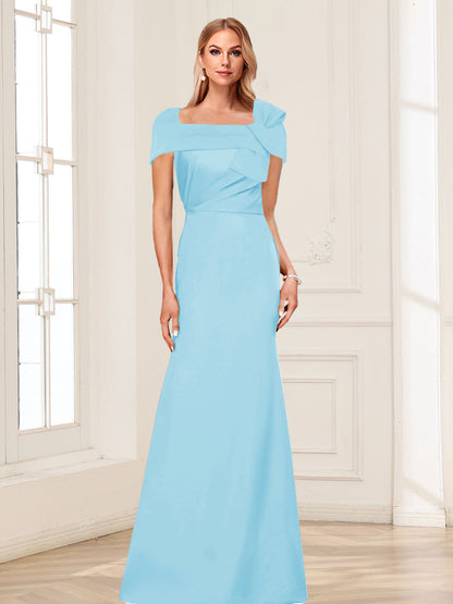 Trumpet/Mermaid Square Neck Short Sleeves Mother of the Bride Dresses with Ruched