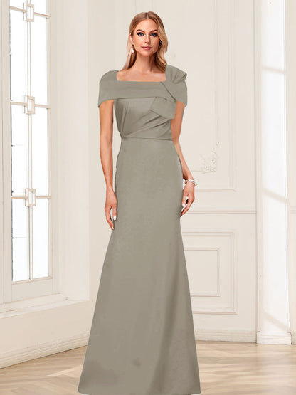 Trumpet/Mermaid Square Neck Short Sleeves Mother of the Bride Dresses with Ruched