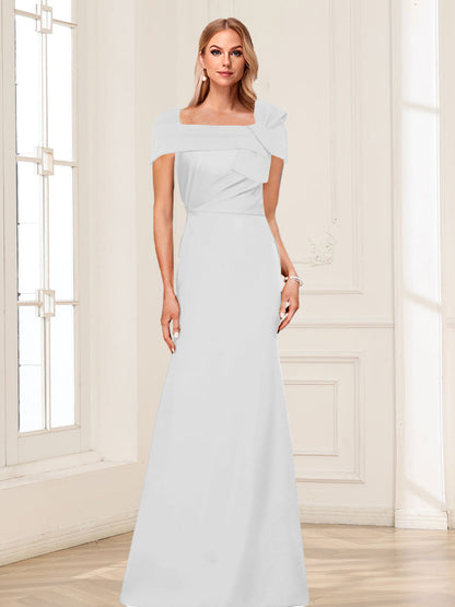 Trumpet/Mermaid Square Neck Short Sleeves Mother of the Bride Dresses with Ruched