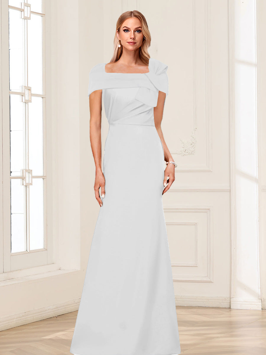 Trumpet/Mermaid Square Neck Short Sleeves Mother of the Bride Dresses with Ruched