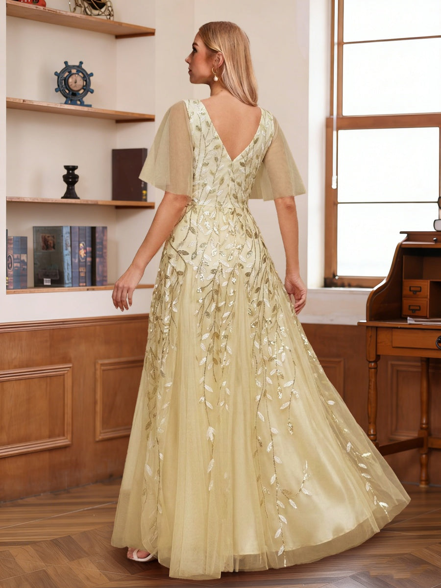 A-Line/Princess V-Neck Floor-Length Mother of the Bride Dresses with Appliques