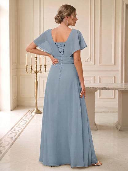 A-Line/Princess V-Neck Wedding Guest Dresses with Ruffles