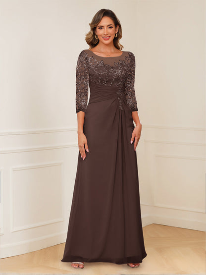 A-Line/Princess Illusion Scoop Appliques Ruched Mother of the Bride Dresses