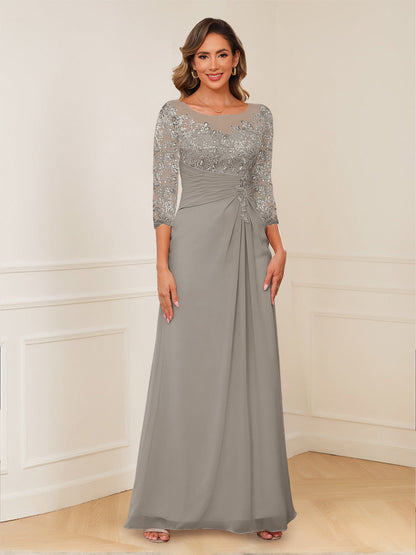 A-Line/Princess Illusion Scoop Appliques Ruched Mother of the Bride Dresses