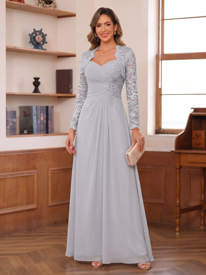 A-Line/Princess Sweetheart Sleeveless Floor-Length Mother of the Bride Dresses with Appliques & Jacket