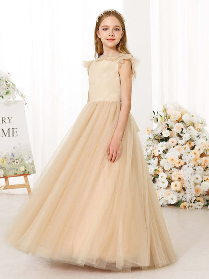 Ball-Gown Tulle Sleeveless Scoop Neck Floor-Length Flower Girl Dresses