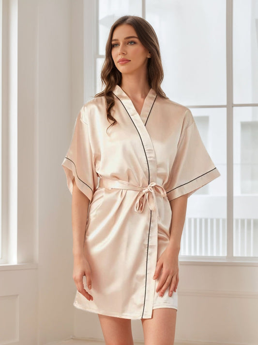 Women's Half Sleeves Short/Mini Solid Coloured Robes