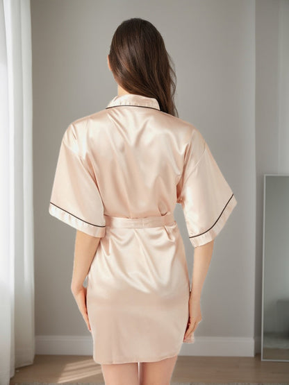 Women's Half Sleeves Short/Mini Solid Coloured Robes