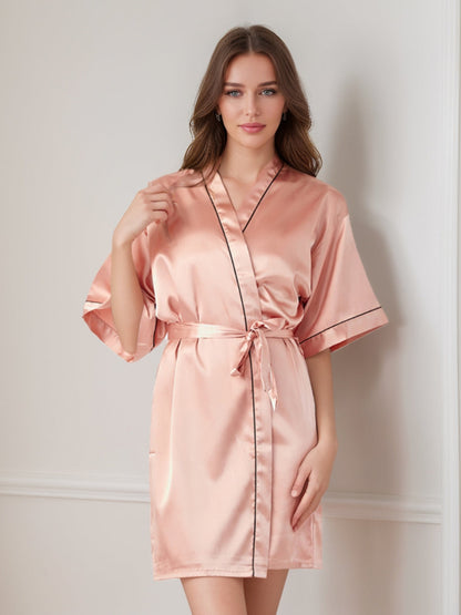 Women's Half Sleeves Short/Mini Solid Coloured Robes