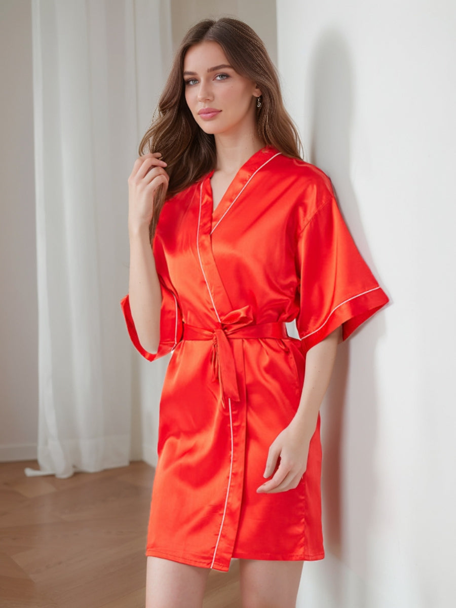 Women's Half Sleeves Short/Mini Solid Coloured Robes
