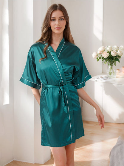 Women's Half Sleeves Short/Mini Solid Coloured Robes