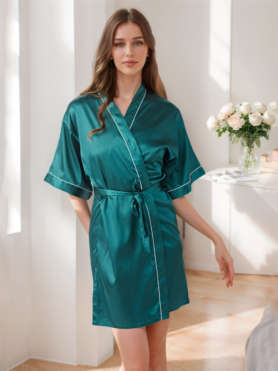 Women's Half Sleeves Short/Mini Solid Coloured Robes