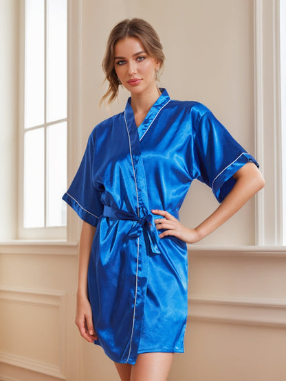 Women's Half Sleeves Short/Mini Solid Coloured Robes