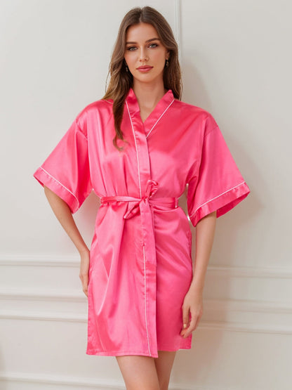 Women's Half Sleeves Short/Mini Solid Coloured Robes