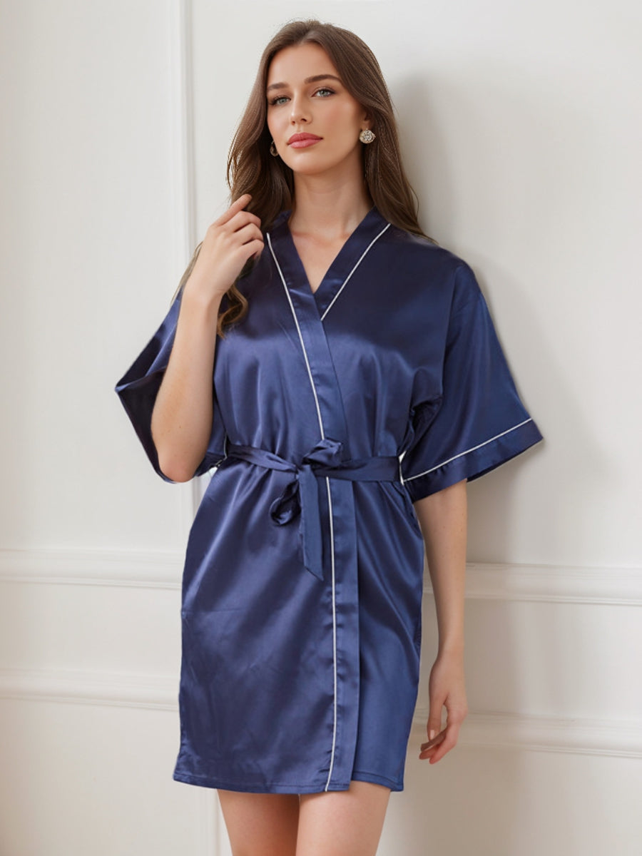 Women's Half Sleeves Short/Mini Solid Coloured Robes