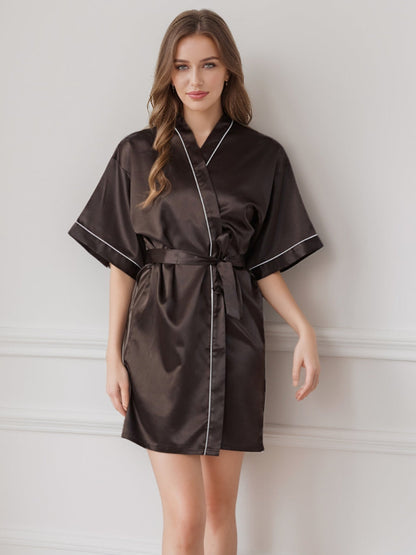Women's Half Sleeves Short/Mini Solid Coloured Robes