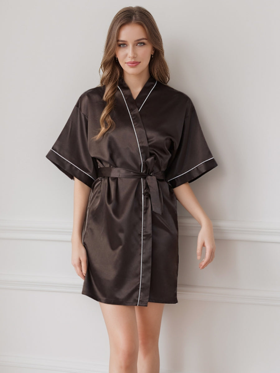 Women's Half Sleeves Short/Mini Solid Coloured Robes