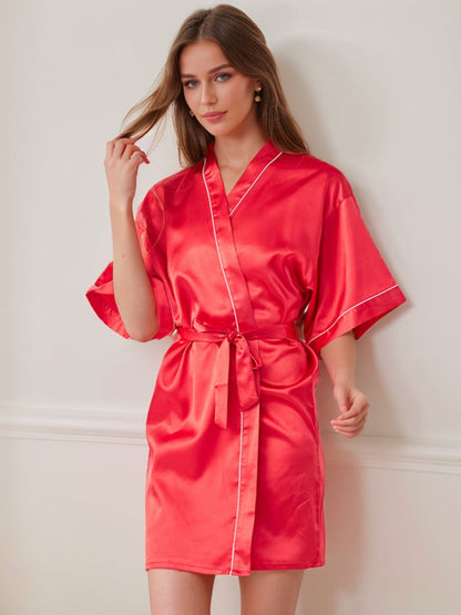 Women's Half Sleeves Short/Mini Solid Coloured Robes