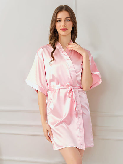 Women's Half Sleeves Short/Mini Solid Coloured Robes