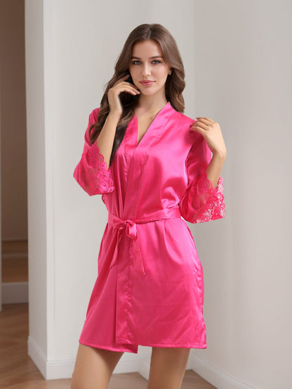 Women's Long Sleeves Short/Mini Solid Coloured Lace Elegant Robes