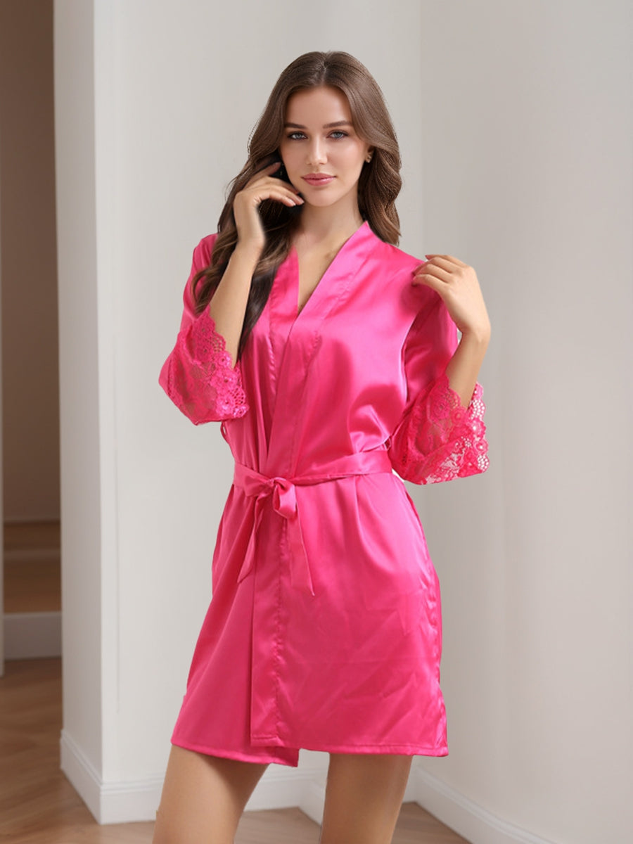 Women's Long Sleeves Short/Mini Solid Coloured Lace Elegant Robes