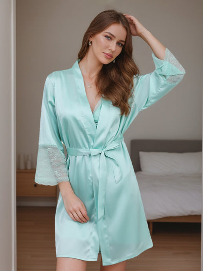 Women's Long Sleeves Short/Mini Solid Coloured Lace Elegant Robes