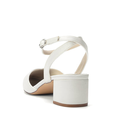 Women's Silk Satin With Closed Toe Ankle Strap Chunky Heel Evening Shoes